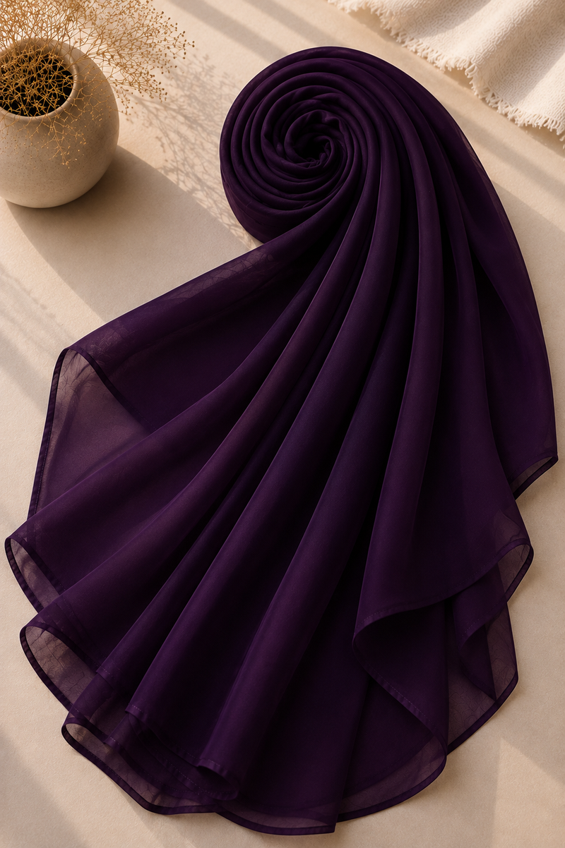 Plum Noir Chiffon Hijab