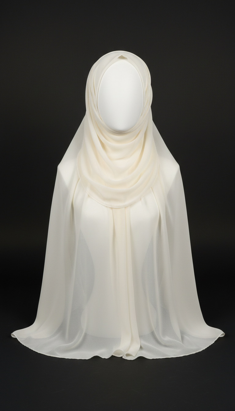 Ivory cream chiffon hijab