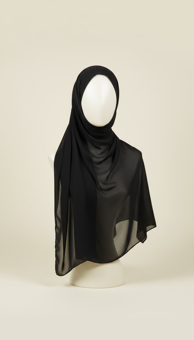Noir black chiffon hijab
